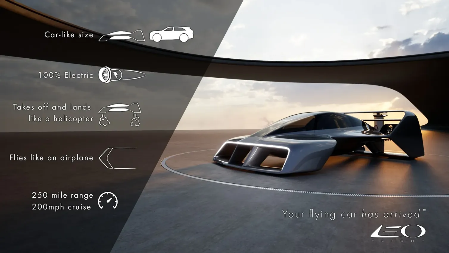 This flying car concept from LEO Flight is one of the Hoosier-designed innovations heading to CES 2025. Photo: Courtesy of LEO Flight Corporation